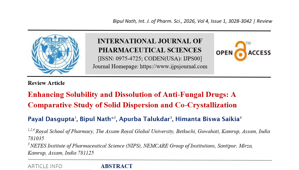 Enhancing Solubility and Dissolution of Anti-Fungal Drugs: A Comparative Study of Solid Dispersion and Co-Crystallization