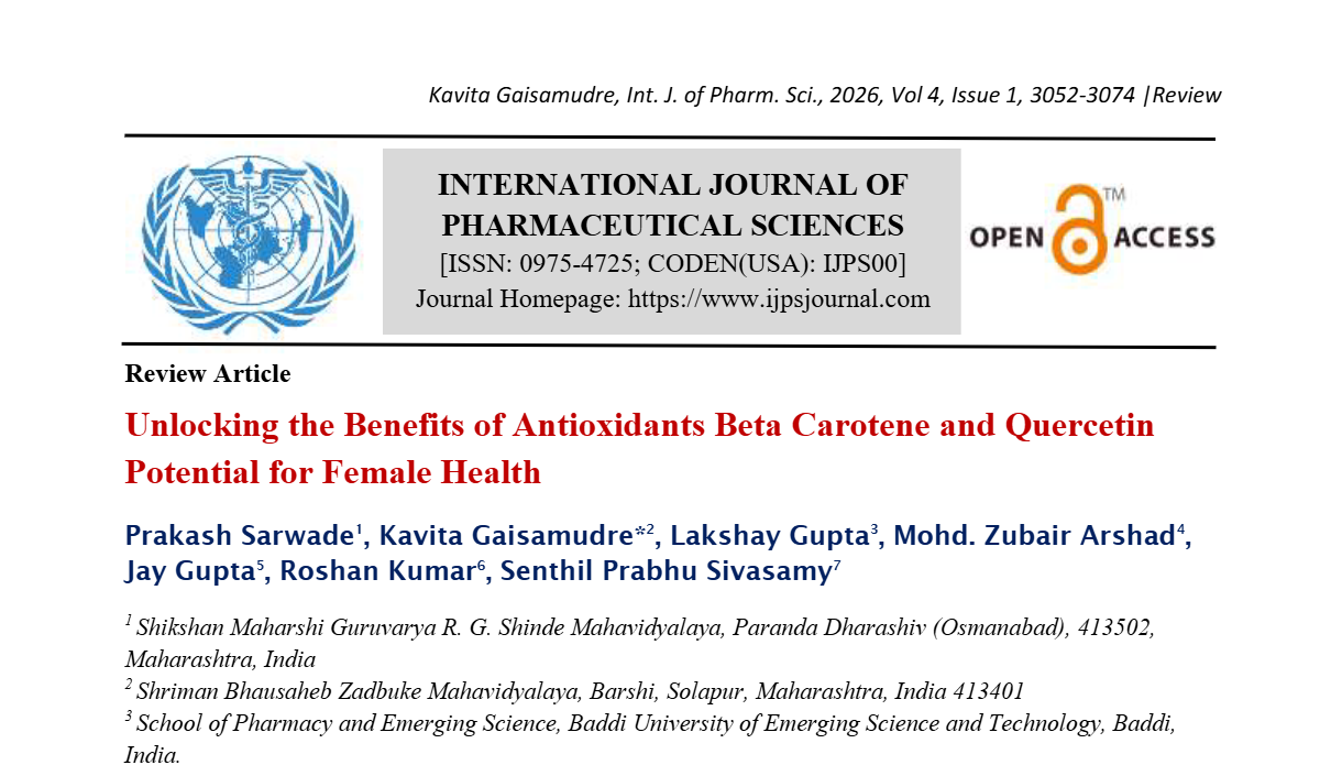 Unlocking the Benefits of Antioxidants Beta Carotene and Quercetin Potential for Female Health