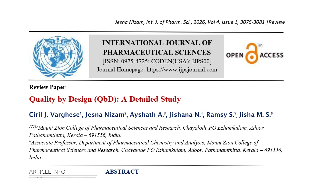 Quality by Design (QbD): A Detailed Study 