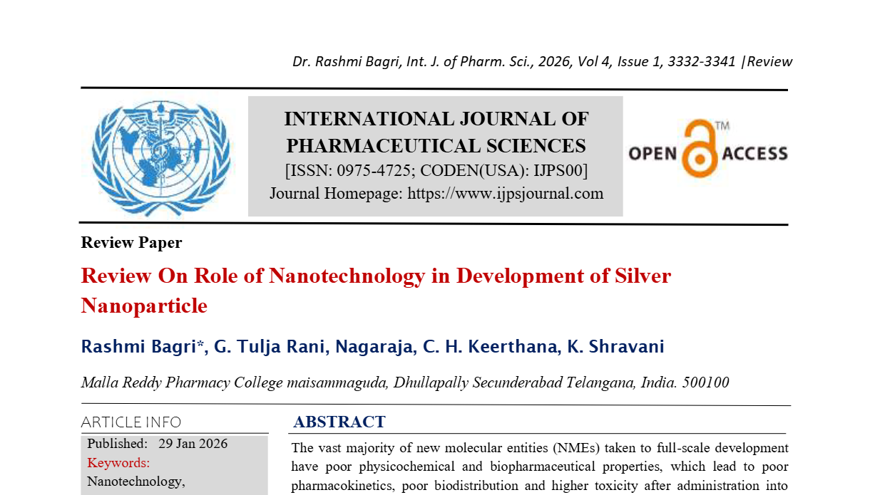 REVIEW ON ROLE OF NANOTECHNOLOGY IN DEVELOPMENT OF SILVER NANOPARTICLE ...