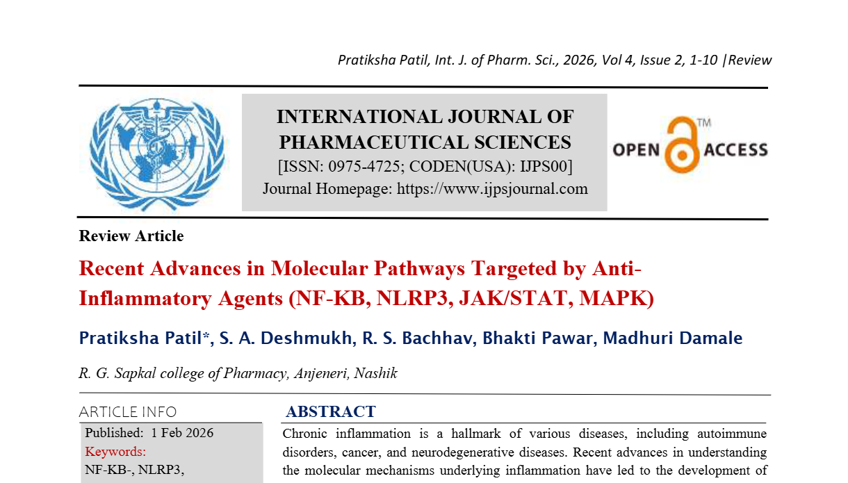 Recent Advances in Molecular Pathways Targeted by Anti-Inflammatory Agents (NF-KB, NLRP3, JAK/STAT, MAPK)