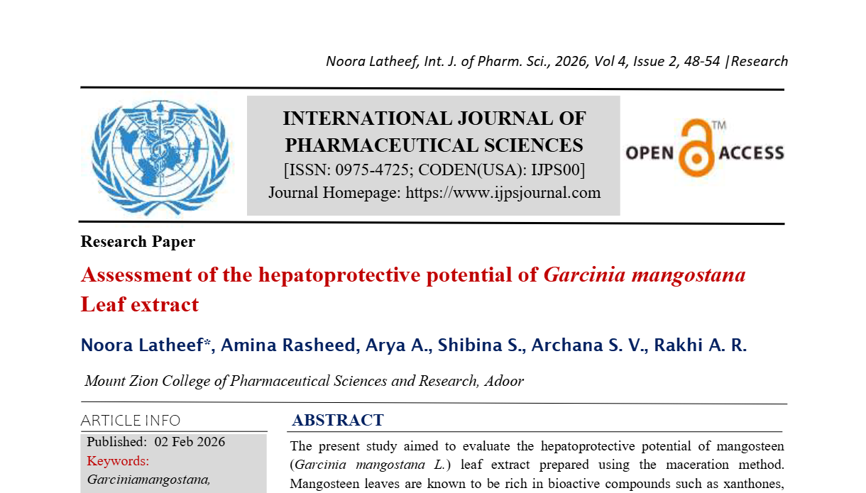 Assessment of the hepatoprotective potential of Garcinia mangostana Leaf extract