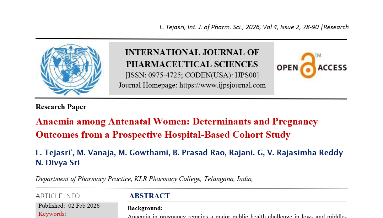 Anaemia among Antenatal Women: Determinants and Pregnancy Outcomes from a Prospective Hospital-Based Cohort Study