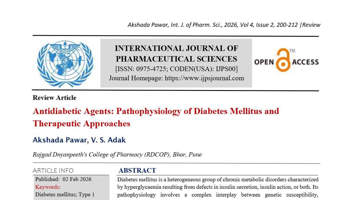 Antidiabetic Agents: Pathophysiology of Diabetes Mellitus and Therapeutic Approaches