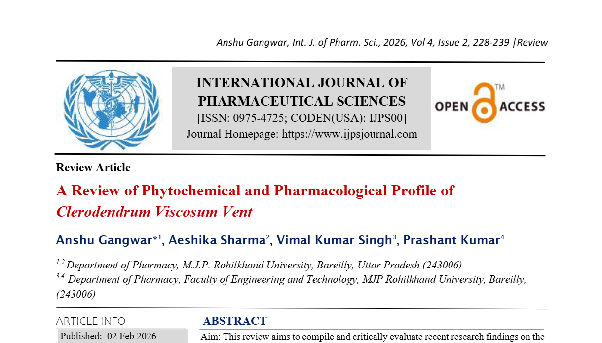 A Review of Phytochemical and Pharmacological Profile of Clerodendrum Viscosum Vent