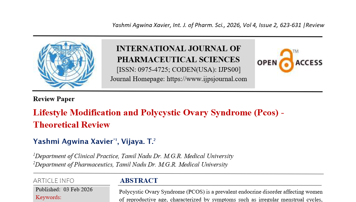 Lifestyle Modification and Polycystic Ovary Syndrome Pcos  Theoretical Review