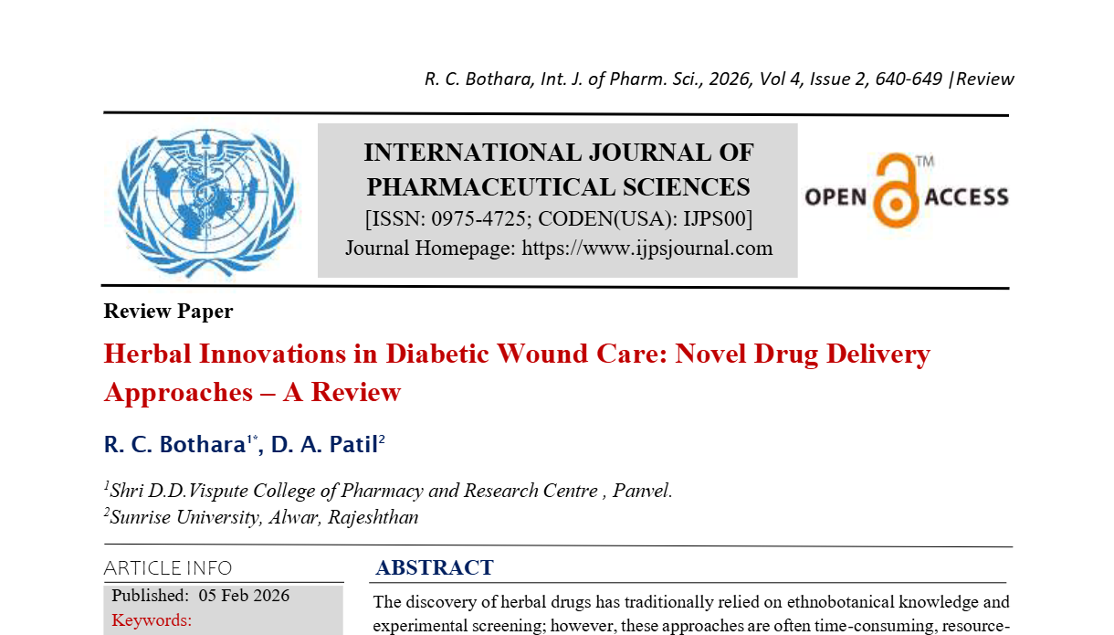 Herbal Innovations in Diabetic Wound Care Novel Drug Delivery Approaches  A Review