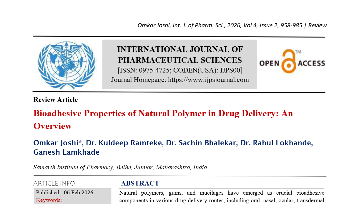Bioadhesive Properties of Natural Polymer in Drug Delivery: An Overview