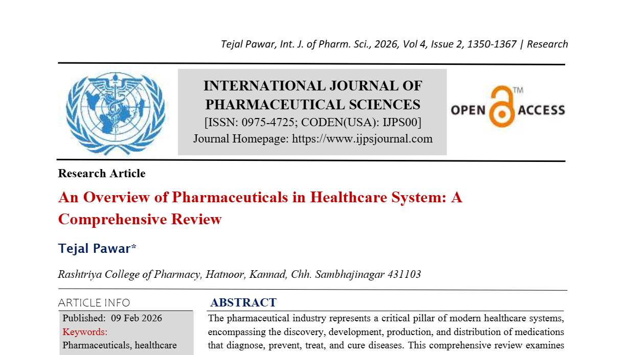 An Overview of Pharmaceuticals in Healthcare System: A Comprehensive Review