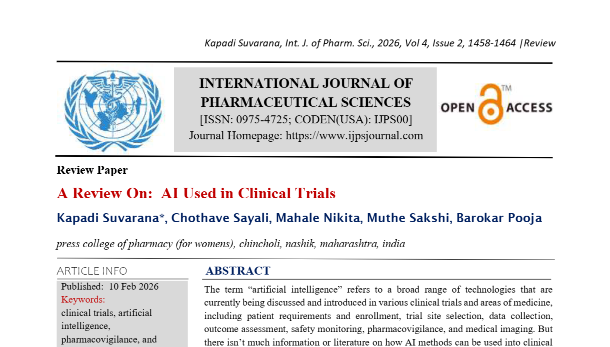 A Review On:  AI Used in Clinical Trials           