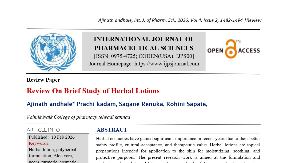 Review On Brief Study of Herbal Lotions