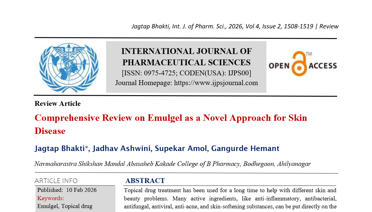 Comprehensive Review on Emulgel as a Novel Approach for Skin Disease