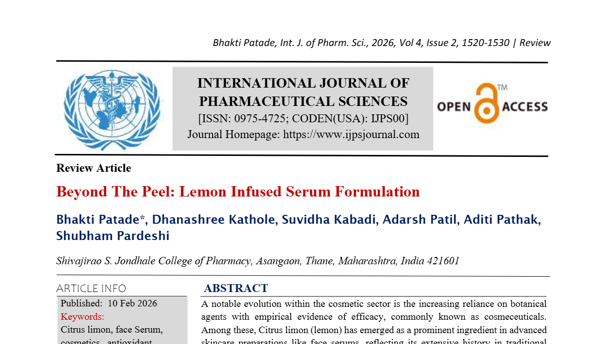 Beyond The Peel: Lemon Infused Serum Formulation