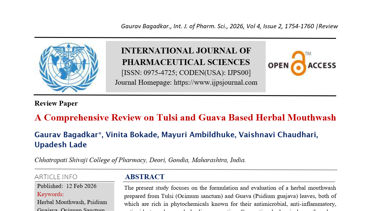 A Comprehensive Review on Tulsi and Guava Based Herbal Mouthwash