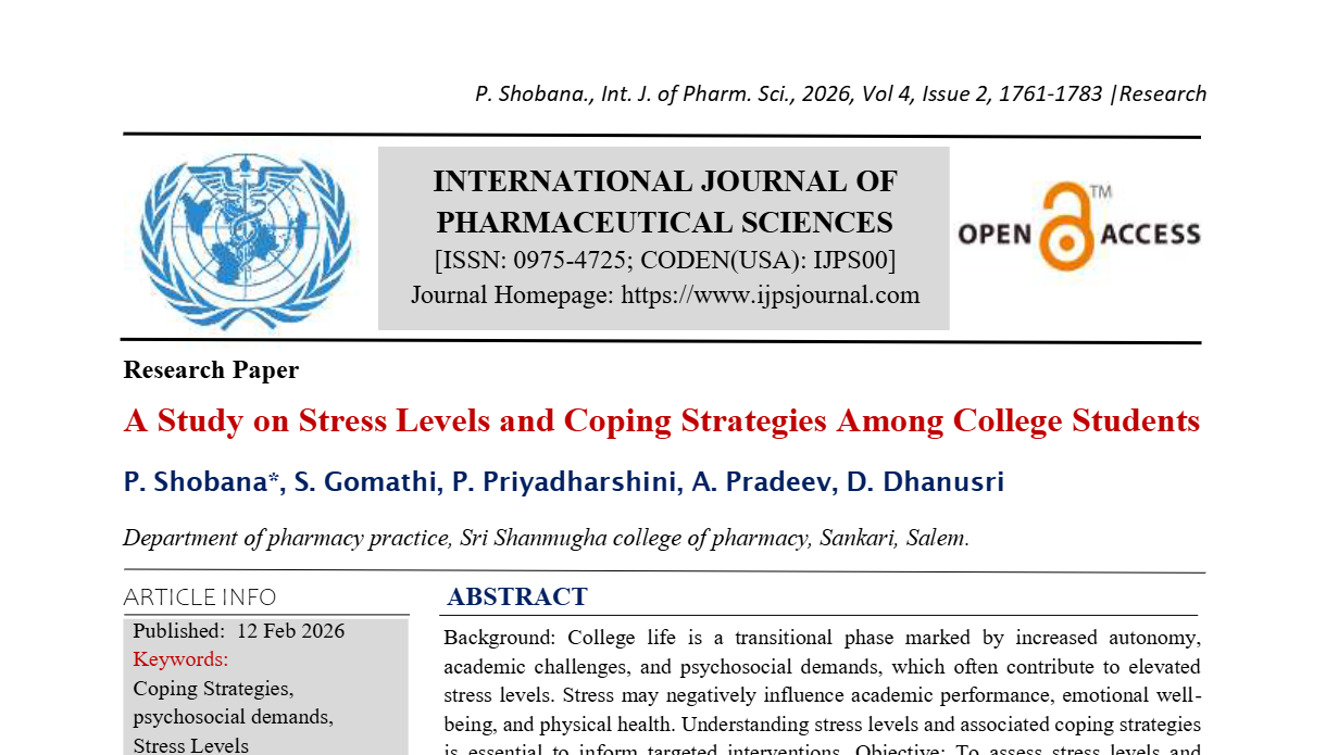 A Study on Stress Levels and Coping Strategies Among College Students