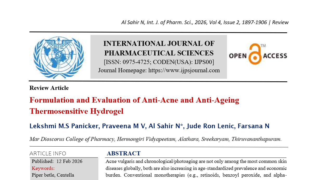 Formulation and Evaluation of Anti-Acne and Anti-Ageing Thermosensitive Hydrogel