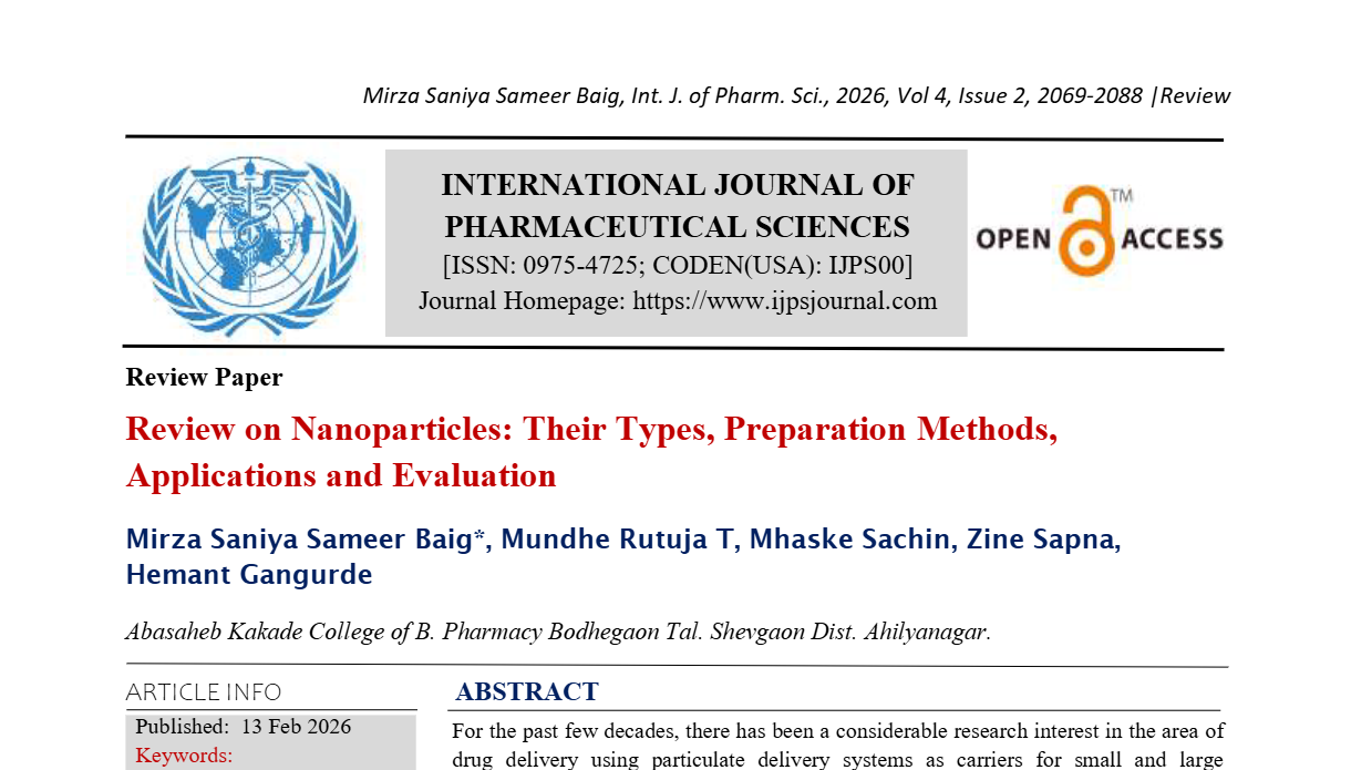 A Review on Nanoparticles: Their Types, Preparation Methods, Applications And Evaluation
