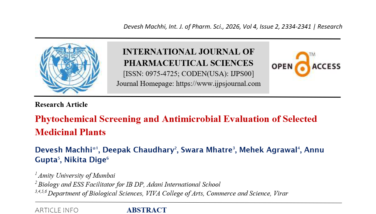 Phytochemical Screening and Antimicrobial Evaluation of Selected Medicinal Plants