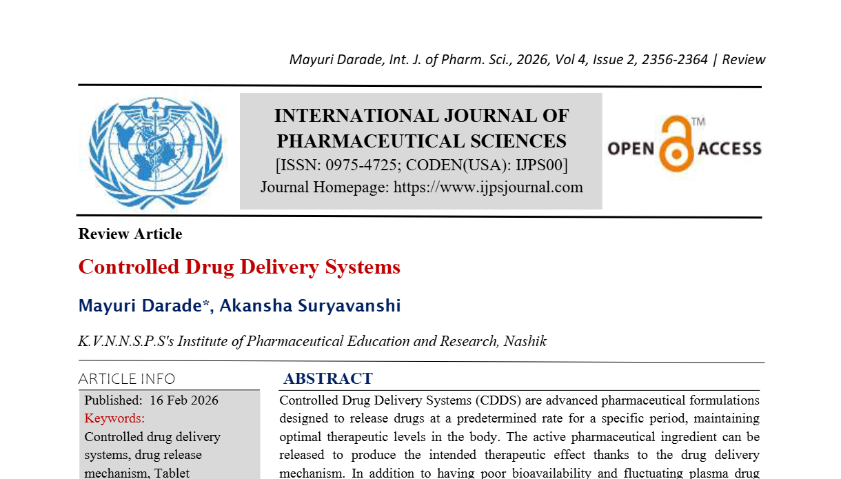 Controlled Drug Delivery Systems