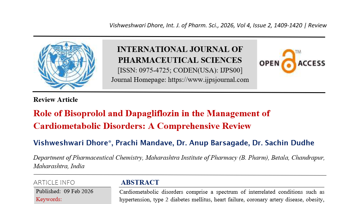 Role of Bisoprolol and Dapagliflozin in the Management of Cardiometabolic Disorders: A Comprehensive Review