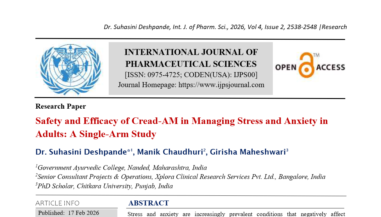 Safety and Efficacy of Cread-AM in Managing Stress and Anxiety in ...