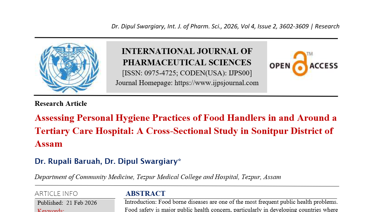 Assessing Personal Hygiene Practices of Food Handlers in and Around a ...