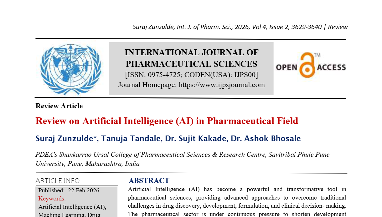 Review on Artificial Intelligence (AI) in Pharmaceutical Field | IJPS ...