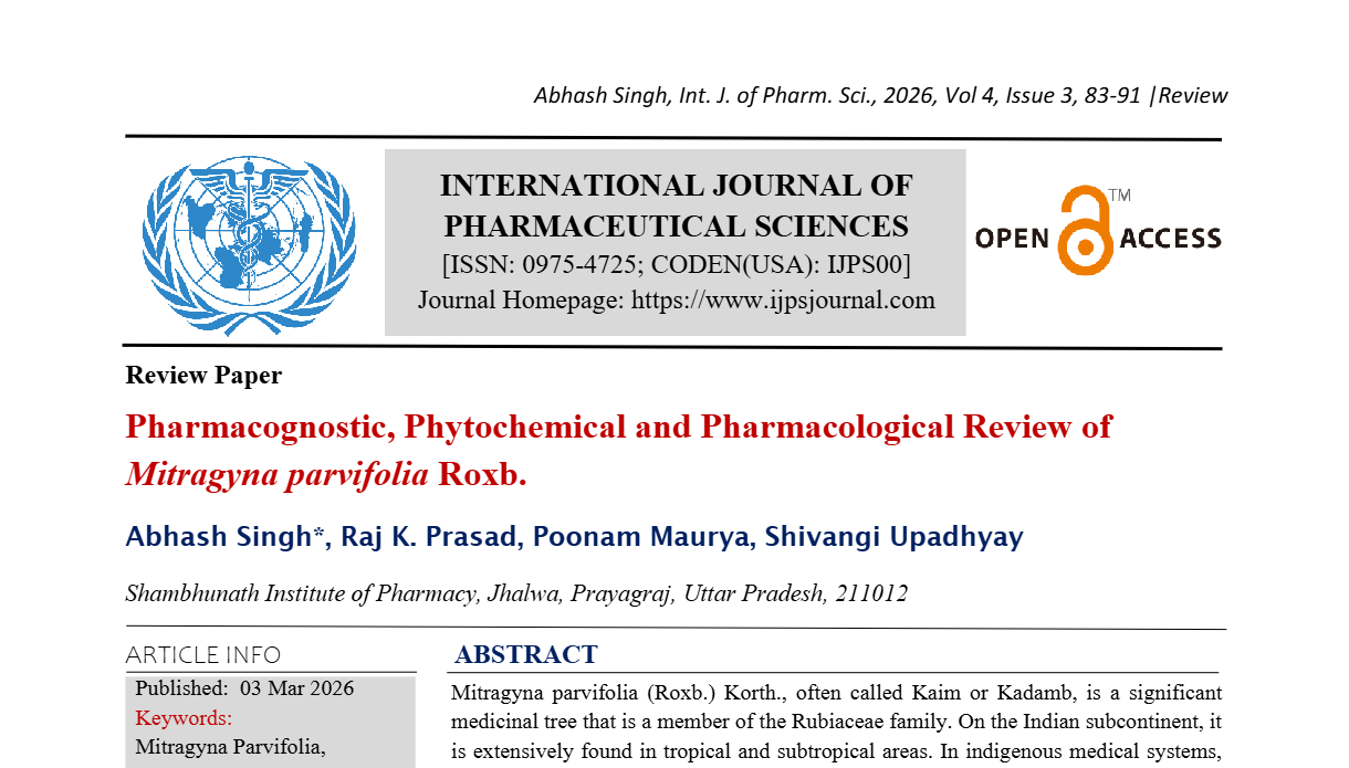 Pharmacognostic, Phytochemical and Pharmacological Review of Mitragyna parvifolia Roxb.