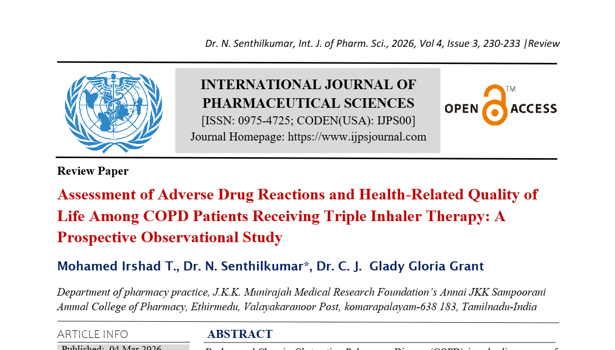 Assessment of Adverse Drug Reactions and Health-Related Quality of Life Among COPD Patients Receiving Triple Inhaler Therapy: A Prospective Observational  Study