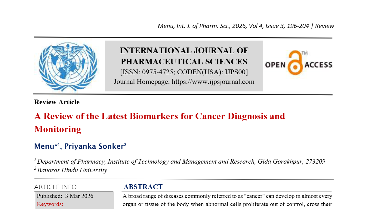 A Review of the Latest Biomarkers for Cancer Diagnosis and Monitoring