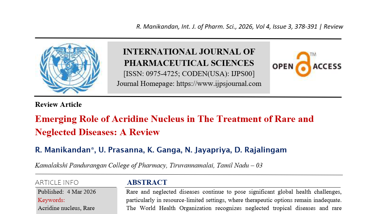 Emerging Role of Acridine Nucleus in The Treatment of Rare and Neglected Diseases: A Review