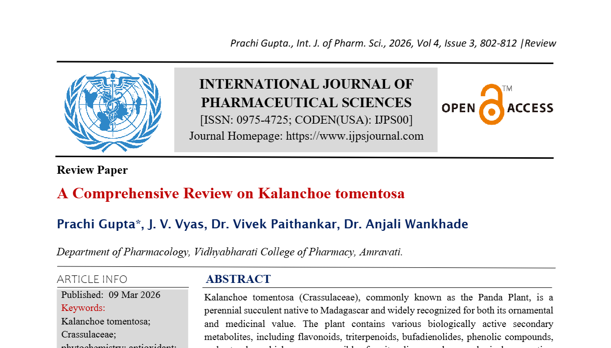 A Comprehensive Review on Kalanchoe tomentosa