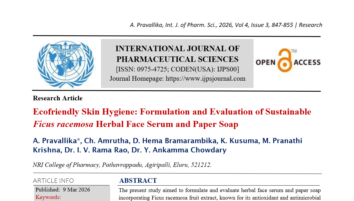 Ecofriendly Skin Hygiene: Formulation and Evaluation of Sustainable Ficus racemosa Herbal Face Serum and Paper Soap