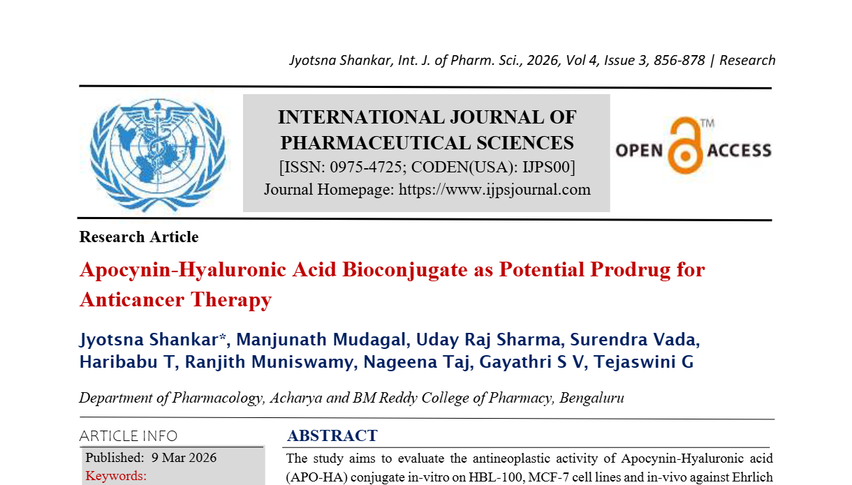 Apocynin-Hyaluronic Acid Bioconjugate as Potential Prodrug for Anticancer Therapy
