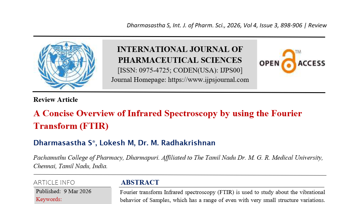 A Concise Overview of Infrared Spectroscopy by using the Fourier Transform (FTIR)