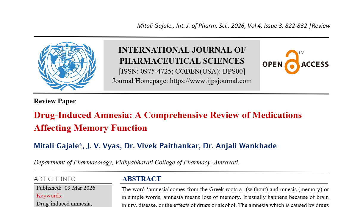 Drug- Induced Amnesia: A Comprehensive Review Of Medications Affecting ...