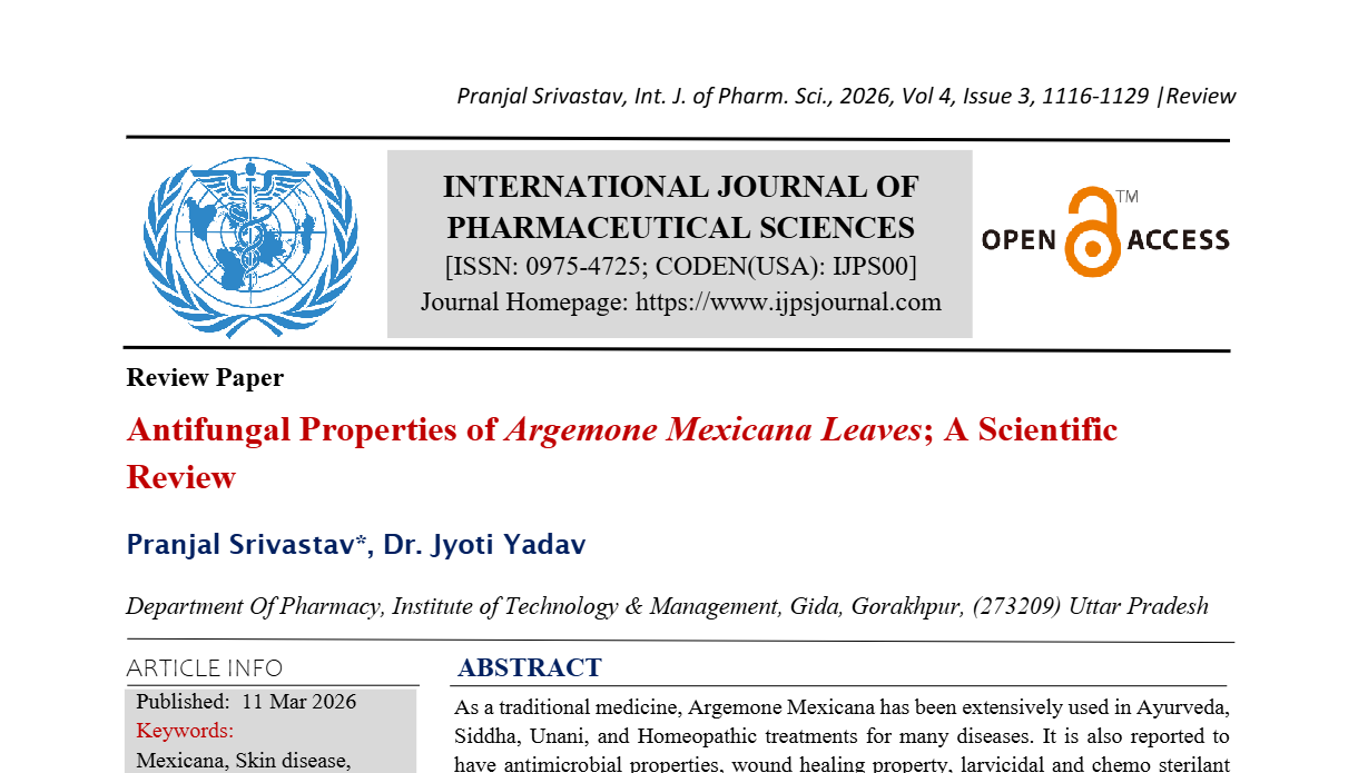Antifungal Properties of Argemone Mexicana Leaves; A Scientific Review 