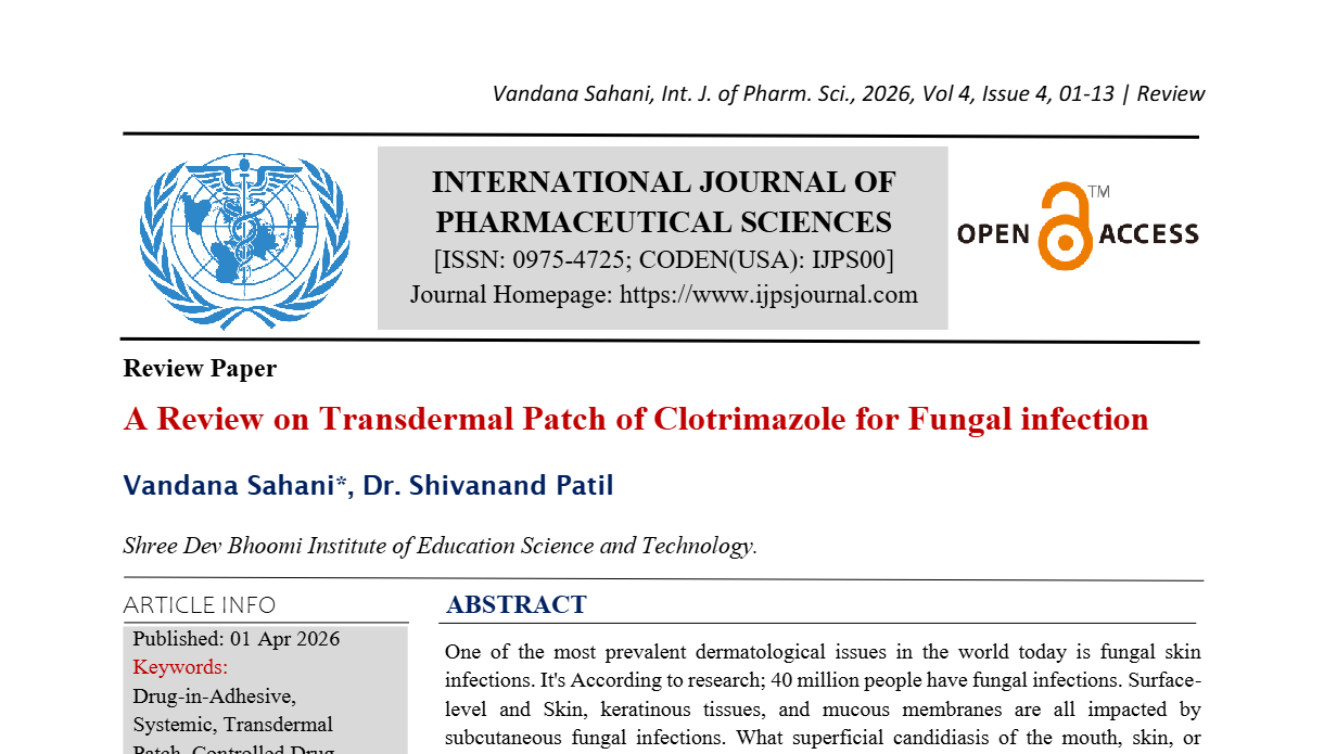 A Review on Transdermal Patch of Clotrimazole for Fungal infection