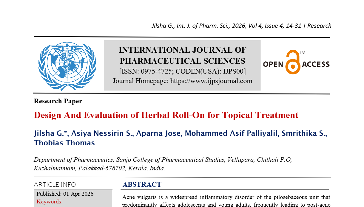 Design And Evaluation of Herbal Roll-On for Topical Treatment