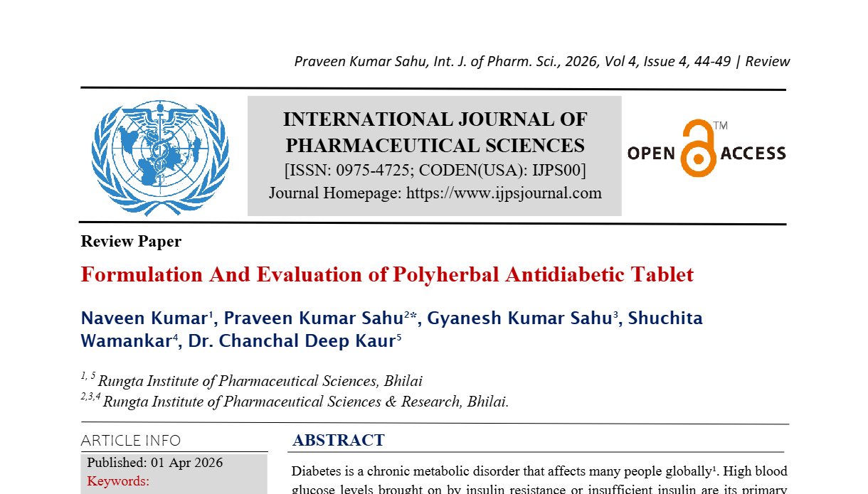 Formulation and Evaluation of Polyherbal Antidiabetic tablet 