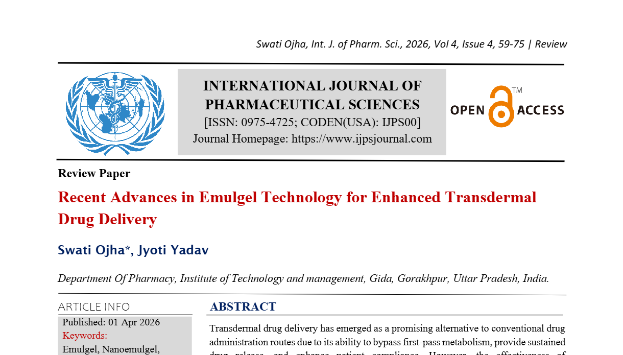Recent Advances in Emulgel Technology for Enhanced Transdermal Drug Delivery