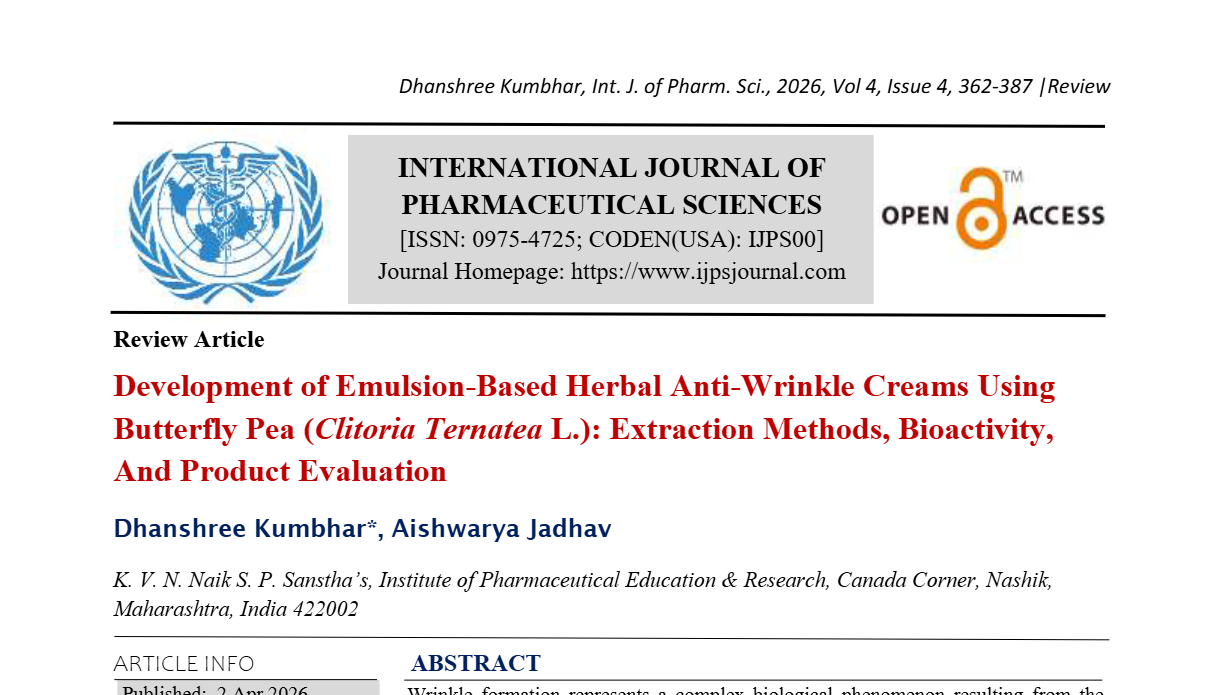 Development of Emulsion-Based Herbal Anti-Wrinkle Creams Using Butterfly Pea (Clitoria Ternatea L.): Extraction Methods, Bioactivity, And Product Evaluation 