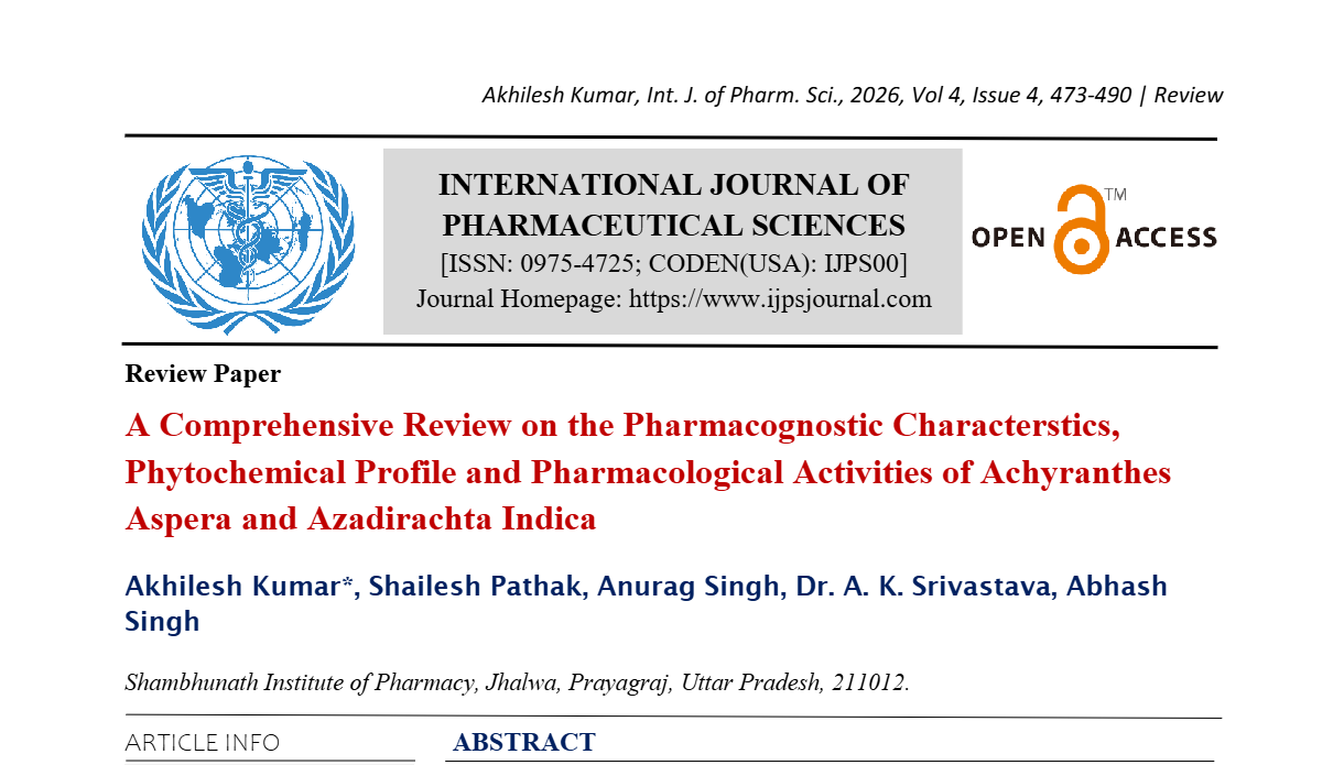 A Comprehensive Review on the Pharmacognostic Characterstics, Phytochemical Profile and Pharmacological Activities of Achyranthes Aspera and Azadirachta Indica