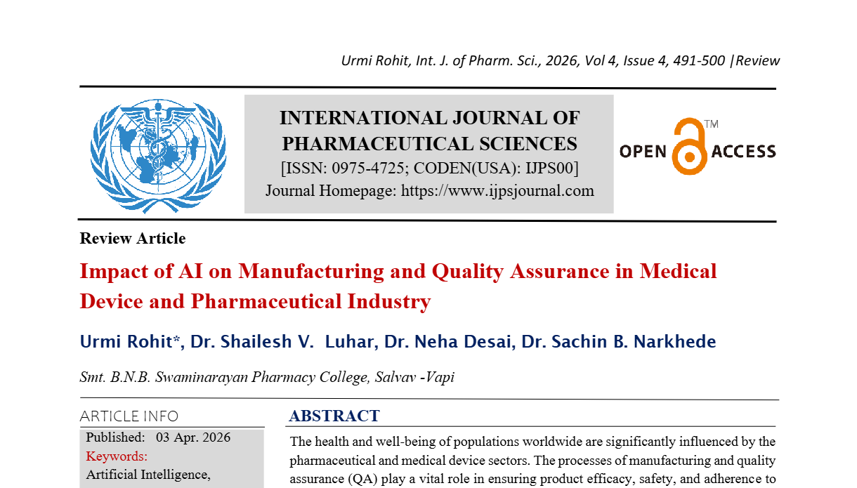 Impact of AI on Manufacturing and Quality Assurance in Medical Device and Pharmaceutical Industry