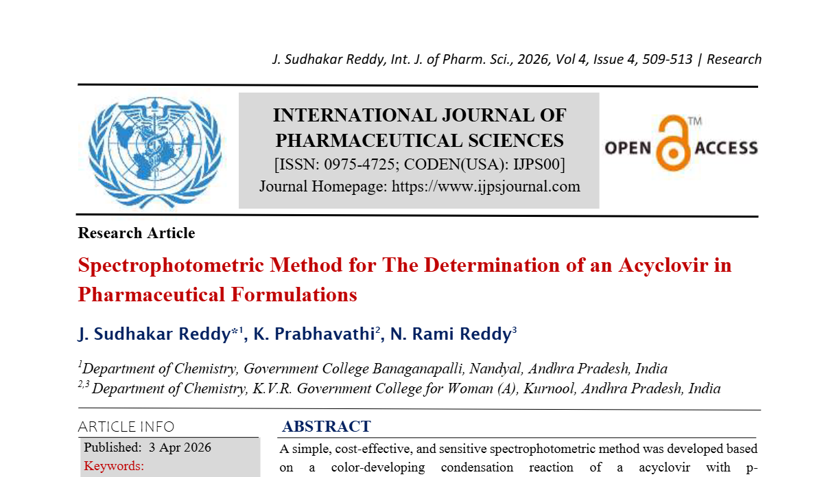 Spectrophotometric Method for The Determination of an Acyclovir in Pharmaceutical Formulations  