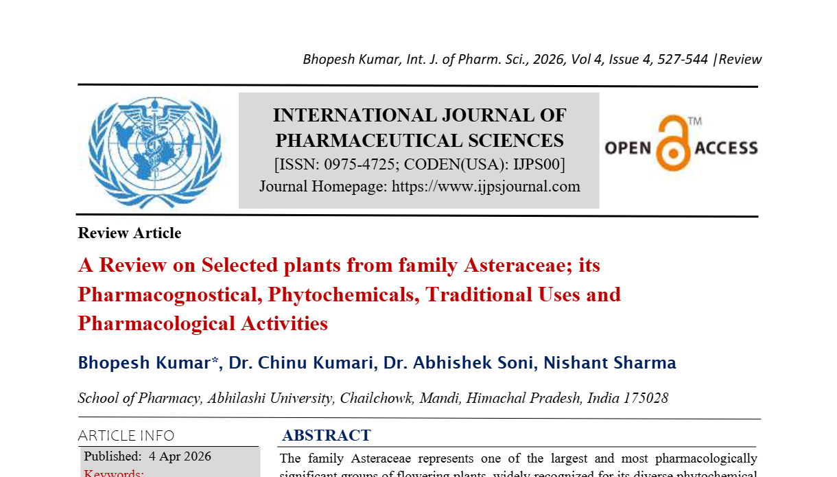 A Review on Selected plants from family Asteraceae; its Pharmacognostical, Phytochemicals, Traditional Uses and Pharmacological Activities  