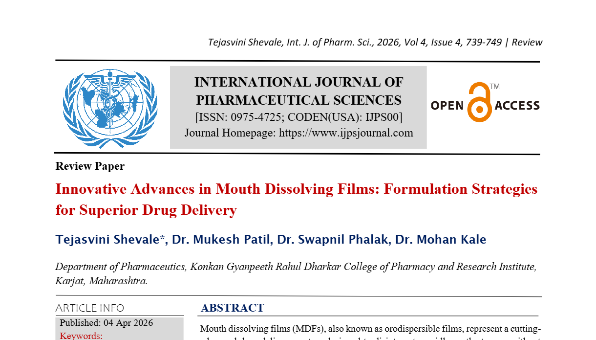 Innovative Advances in Mouth Dissolving Films: Formulation Strategies for Superior Drug Delivery
