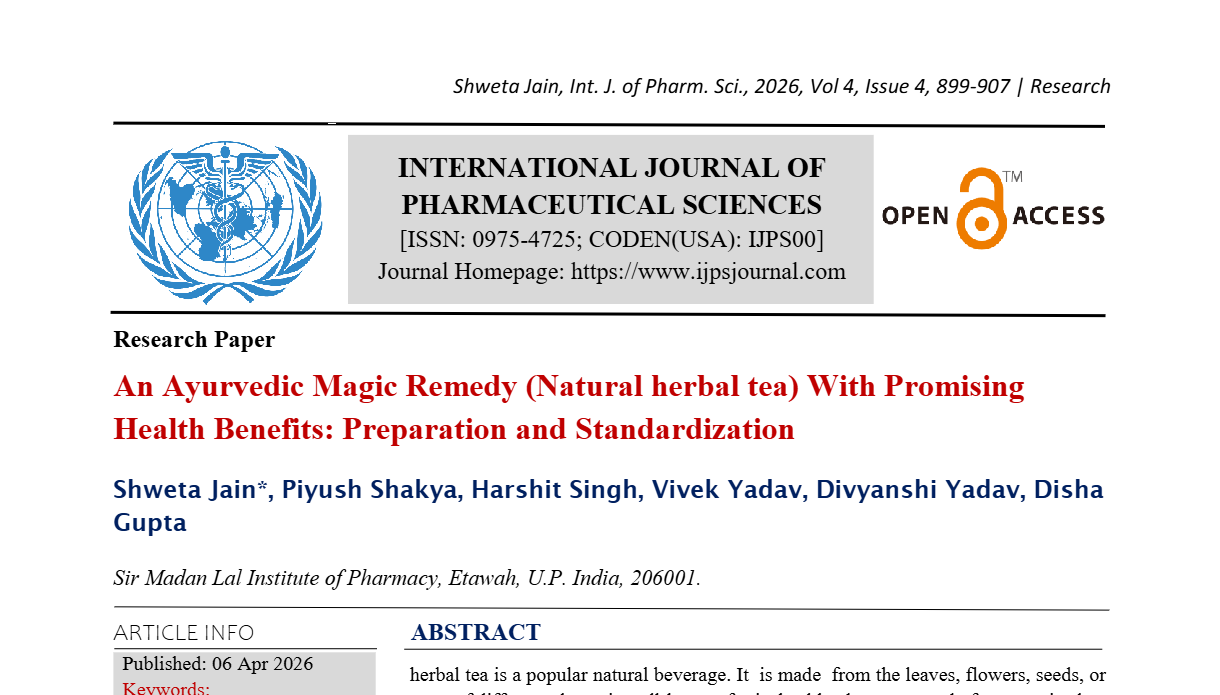 An Ayurvedic Magic Remedy (Natural herbal tea) With Promising Health Benefits: Preparation and Standardization 