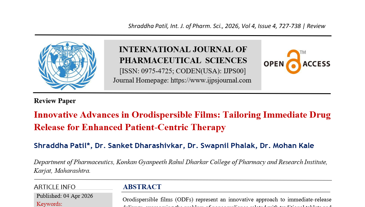 Innovative Advances in Orodispersible Films: Tailoring Immediate Drug Release for Enhanced Patient-Centric Therapy