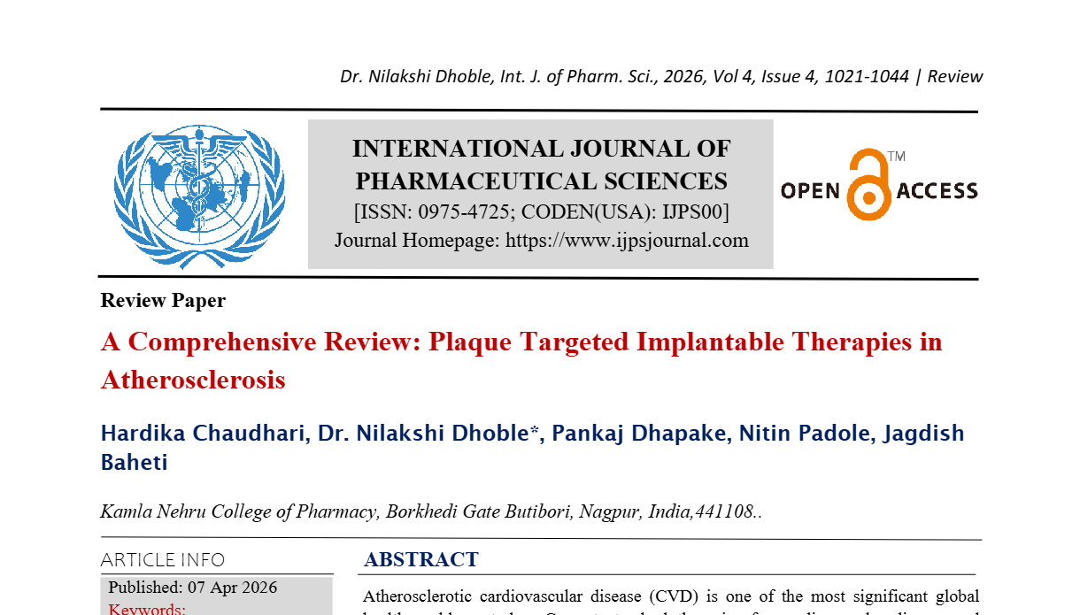 A Comprehensive Review: Plaque targeted Implantable Therapies in Atherosclerosis